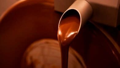 Melted chocolate pouring